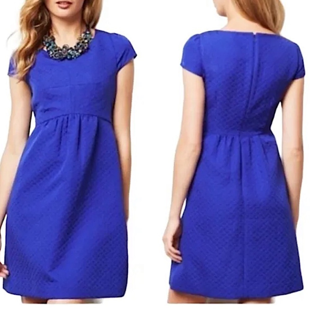 ANTHROPOLOGIE | HD IN PARIS Jaquard Cap Sleeve Mini Dress Sapphire Size 0